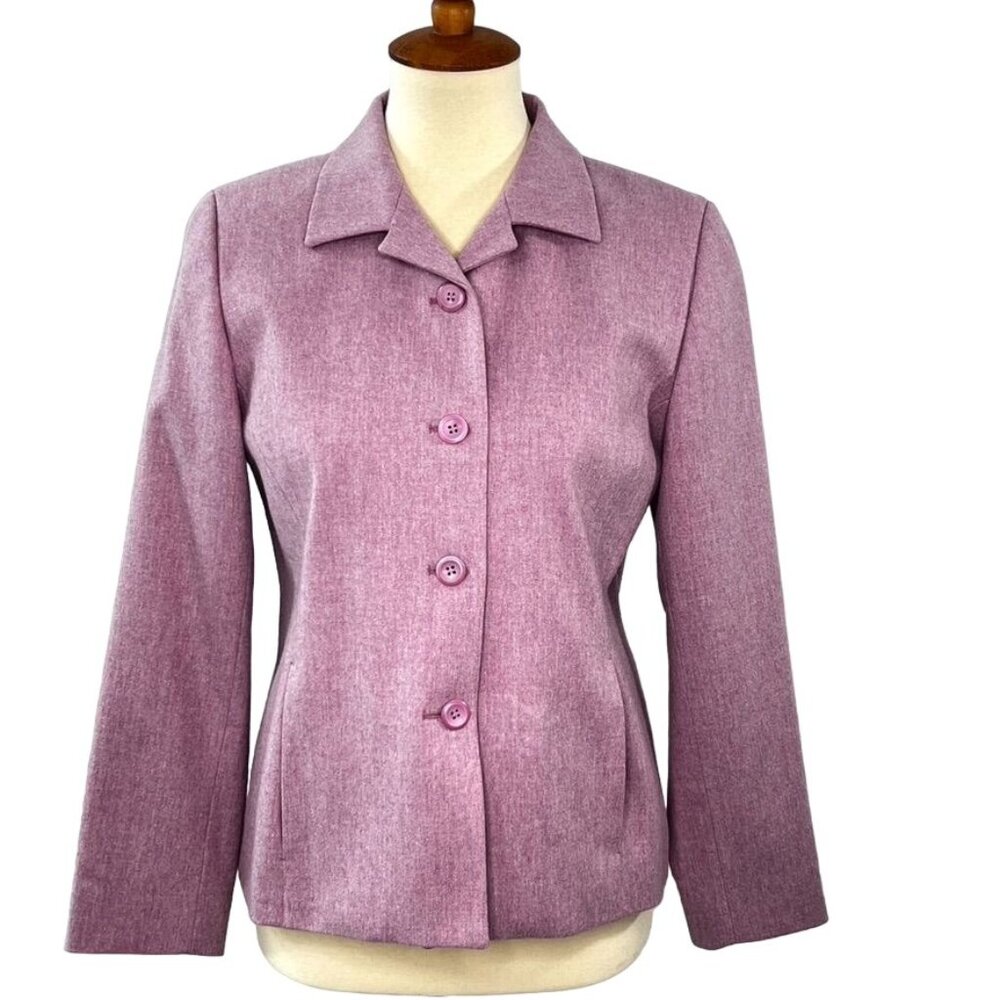 Pendleton Womens 2-Piece Lined Suit Blazer and Pants Sz 6P 100% Virgin Wool Pink